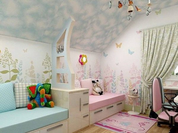 Комбинированные обои для детской комнаты разнополых детей