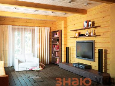 знаю Гостиная в деревянном частном доме: для маленькой и большой +Фото интерьера — Оформление интерьера дома